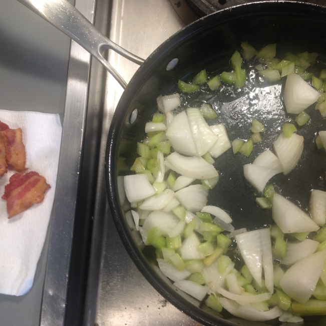 sweating onions and celery